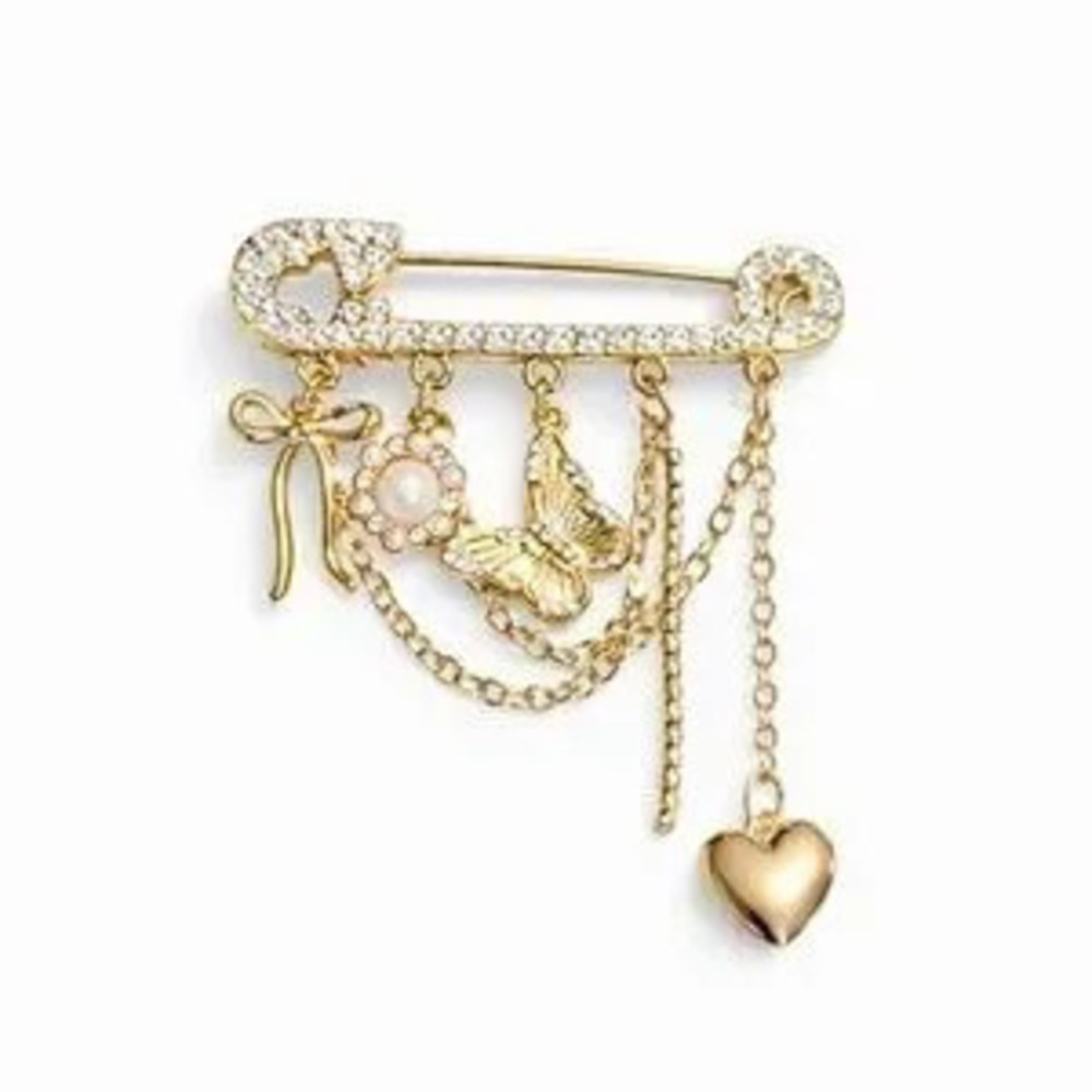 Gold Butterfly Charm Brooch